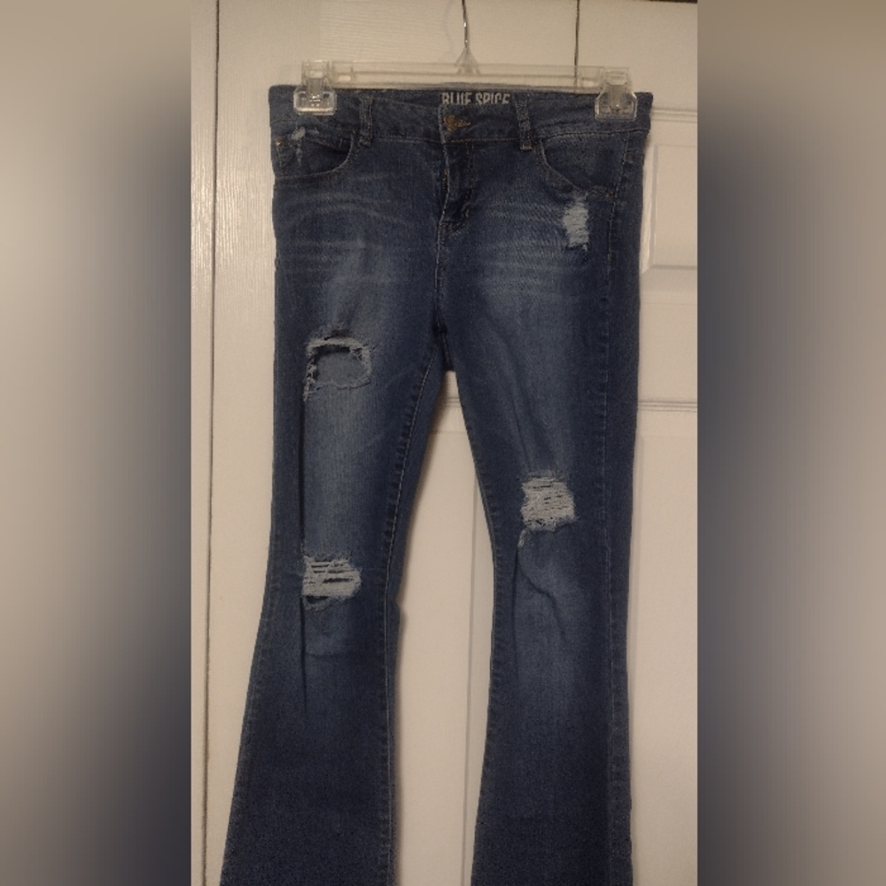 Blue Spice Juniors 9 Flare Distressed Jeans